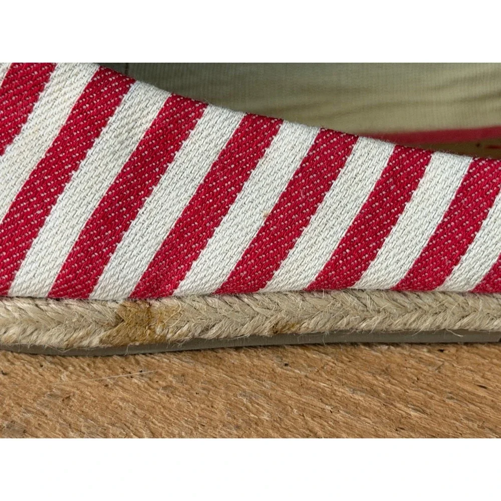 Coconuts by Matisse Regatta Red White Striped Canvas Espadrille Flats Womens 7.5